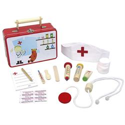 Fin lægetaske legetøj med tilbehør i træ! Godt trælegetøj til børn